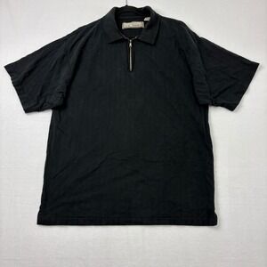 M.E. Sport Mens XXL Black 100% Cotton Half Zip Short Sleeve Polo Shirt N4